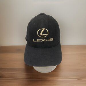 Vintage LEXUS STRAPBack Hat Cap CAR CLASSIC RETRO SPELLOUT LOGO - BLACK GOLD
